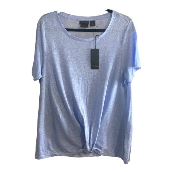 Rachel Roy Linen Tee Shirt Womens Short Sleeve Shirt Blue Large - Picture 2 of 7